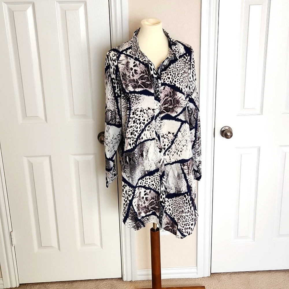 Boohoo Animal Print Oversized Shirt Dress